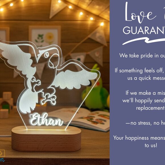 Parrot Custom Name Light • Personalized LED Cloud Decor • Baby Gift - Picture 6 of 8